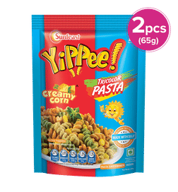 Sunfeast Yippee Creamy Corn Tricolor Pasta, 65 g x 2, 52 Rupees