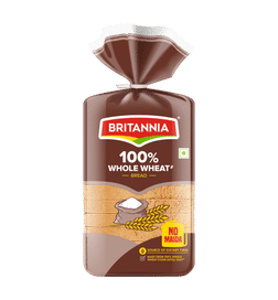 Britannia 100% Whole Wheat Bread (No Maida), 450 g, 60 Rupees