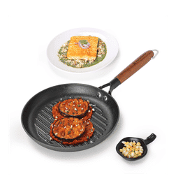 Wonderchef Ferro Light Cast Iron Non-Stick Grill Pan (1.4L, 24cm, Black, Pre-Seasoned, Induction Base), 1 Piece, 1359 Rupees