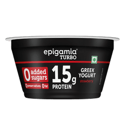 Epigamia Turbo 15 g Protein Yogurt, Greek Yogurt Strawberry, 140 g, 125 Rupees