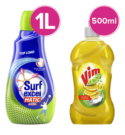 Surf Excel Top Load Vim Dish Wash Gel, 1 combo, 355 Rupees