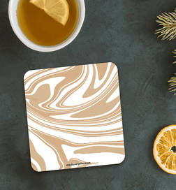 Mad Over Print MDF Marble Print Wooden Coaster Set (6 Pieces, 3.75 Inches, Brown), 6 pieces, 273 Rupees
