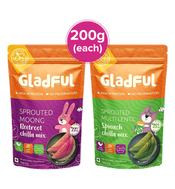 Gladful Sprouted Chilla Mix Beetroot & Gladful Sprouted Chilla Mix Spinach, 1 combo, 244 Rupees