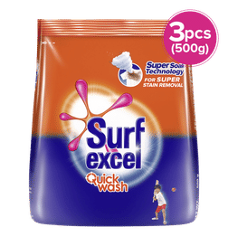 Surf Excel Quick Wash Detergent Powder, 500 g x 3, 338 Rupees