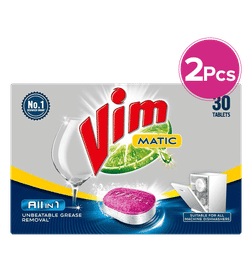 Vim Matic Dishwash All In One Tablets, 30 pieces x 2, 1340 Rupees