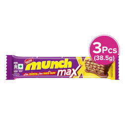 Munch Nestlé Munch Max, Choco Coated, Crunchy Wafer Bar, 38.5 g x 3, 51 Rupees