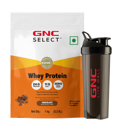 GNC Pp Select Whey Chocolate+ Black Plastic Shaker, 1 kg, 1999 Rupees