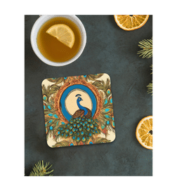 Mad Over Print MDF Peacock Coaster (9.52 cm), 1 pieces, 317 Rupees
