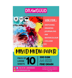 DRAWGUUD 300Gsm A4 Watercolor Paper (8.3 x 11.7", 10 Pieces), 1 pack, 189 Rupees