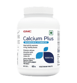 GNC Calcium Plus With Magnesium & Vitamin D3 | Strengthens Bones | Supports Strong Teeth | Promotes Healthy Muscle Contraction | Formulated in USA | 1000mg Per Serving | 60 Capsules, 60 pieces, 349 Rupees