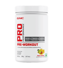 GNC Pro Performance Pre-Workout|Boosts Energy&Endurance|Improves Focus|Revs Up Recovery|USA Formulated|1.5g L-Arginine|3.5g Beta-Alanine|0.2g Caffeine|Fruit Punch|360 gm, 360 g, 1299 Rupees