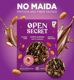 OPEN SECRET Open Secret Protein Chocolate Almond Cookies (Pack of 2) - Zero Maida, Healthy Snacks, High Protein, 25 g, 29 Rupees