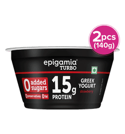 Epigamia Turbo 15 g Protein Yogurt, Greek Yogurt Strawberry, 140 g x 2, 240 Rupees