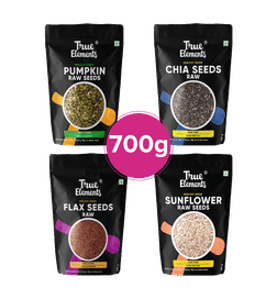 True Elements Raw Chia Seeds + Raw Pumpkin + Raw Sunflower Seeds + Raw Flax, 700 g, 436 Rupees