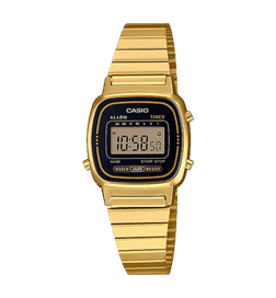 Casio Vintage LA670WGA-1DF Black Digital Dial Gold Stainless Steel Band D124, 1 Piece, 3635 Rupees