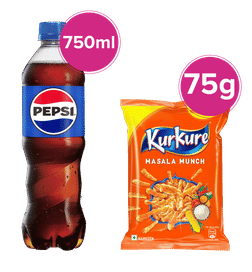Pepsi Soft Drink Bottle & Kurkure Namkeen Masala Munch, 1 combo, 57 Rupees