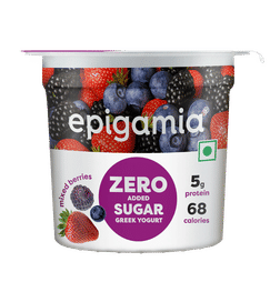 Epigamia No Added Sugar Greek Yogurt - Mixed Berries, 85 g, 70 Rupees