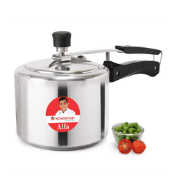 Wonderchef Alfa Aluminium Pressure Cooker with Inner Lid (3L, Silver), 1 Piece, 959 Rupees