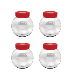 Glass ideas Baby Glass Jar (200ml, Transparent & Red), 1 pack, 139 Rupees