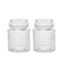 Glass ideas Glass Brick Jar (300ml, Transparent), 2 pieces, 189 Rupees