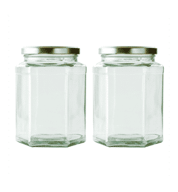 Glass ideas Glass Hexa Shaped Jar (400ml, Transparent), 2 pieces, 149 Rupees