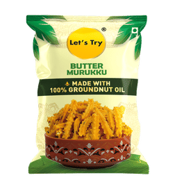 Let's Try Let's try butter murukku, made in groundnut oil, 180 g, 95 Rupees