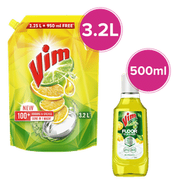 Vim Liquid Dishwash (Lemon Freshness) & Vim 500ml Floor Cleaner UltraPro (Sparkling lemon), 1 combo, 535 Rupees