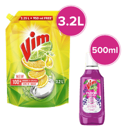 Vim Liquid Dishwash (Lemon Freshness) & vim floor cleaner ultrapro (lavendar), 1 combo, 535 Rupees