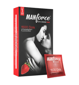 Manforce Xotic Strawberry Flavoured Condoms | 10 pcs | Extra Dotted & Lubricated Latex Condoms | For Enhanced Pleasure of Both, 10 pieces, 89 Rupees