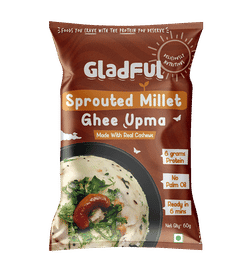 Gladful Sprouted Millet Instant Ghee Upma Mix -Jowar, Ragi & Suji/Rawa, Ghee & Cashew, 60 g, 28 Rupees