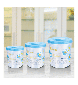 Nayasa Plastic Store In Floral Round Storage Containers (5L, 7L, 10L, Blue), 3 pieces, 465 Rupees