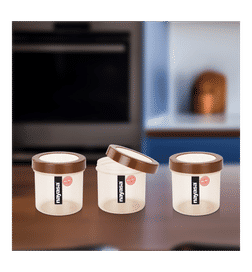 Nayasa Plastic Retro 89 Airtight Food Storage Container (250ml, Brown), 1 pack, 90 Rupees