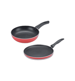 Judge by Prestige Aluminium ACE Non-Stick Fry Pan and Omni Tawa Set (2 Pcs, Red), 2 pieces, 749 Rupees