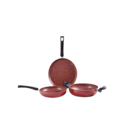 Wonderchef Tivoli Aluminium Non-Stick Cookware Set (1.8L Kadhai, 1.1L Fry Pan, Dosa Tawa, Set of 3, Red, Induction Base), 3 pieces, 899 Rupees