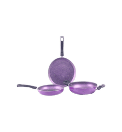 Wonderchef Venice Aluminium Non-Stick Cookware Set (1.8L Kadhai, 1.1L Fry Pan, Dosa Tawa, Set of 3, Purple, Induction Base), 3 pieces, 1199 Rupees