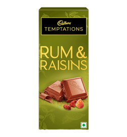 Cadbury Temptations Rum & Raisins Premium Chocolate Bar, 70 g, 117 Rupees