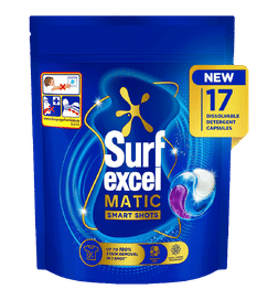 Surf Excel 3 in 1 Smart Shots | Pack of 17 for Front Load & Top Load Washing Machines, 338.3 g x 2, 540 Rupees