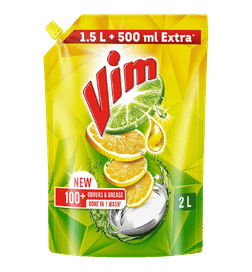 Vim Dishwash Liquid Gel Lemon Refill (Pouch), 2 L, 355 Rupees