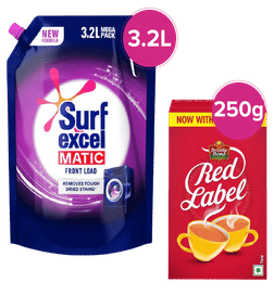 Surf Excel Matic Front Load Liquid Detergent & Red Label Brooke Bond Tea, 1 combo, 599 Rupees