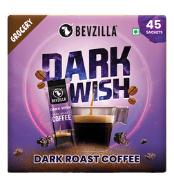 Bevzilla 45 Dark Wish (Dark Roast) Instant Coffee Sachets, 90 gm, 228 Rupees