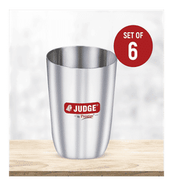Judge by Prestige Classic Stainless Steel Tumblers (Set of 6, 300ml each), 1 pack, 525 Rupees