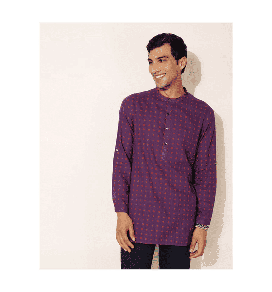 Buy Fabindia Fabindia Men Cotton Printed Slim Fit Short Kurta Purple XS 1 Large Online At Rs. 999 Instant Delivery