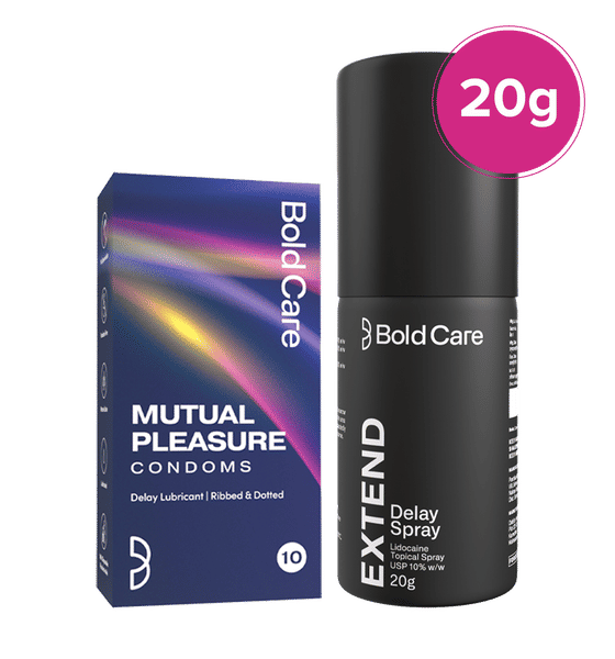 Buy Bold Care Mutual Pleasure Climax Delay Long Last Dotted Ribbed  Condoms&BOLD CARE EXTEND LONG LAST SPRAY FOR MEN Online (2 pieces) At Best  Price