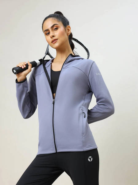 Buy Technosport Technosport Women s Solid Hooded Full Sleeve Jacket with Anti Static Propeties BLUE GRANITE Large 1 Large Online At Rs. 799 Instant Delivery