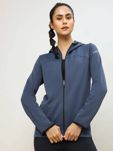 Buy Technosport Technosport Women s Solid Hooded Full Sleeve Jacket with Anti Static Propeties CARBON GREY Medium 1 Medium Online At Rs. 799 Instant Delivery