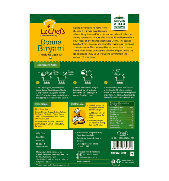 Buy Ez Chef's Donne Biryani Kit Online () At Best Price