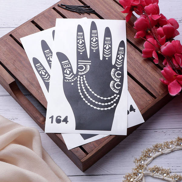 Henna Stencil Tattoo (10 Sheets) Self-Adhesive Beautiful Body Art Designs -  Temporary Tattoo Temples : Amazon.in: Beauty