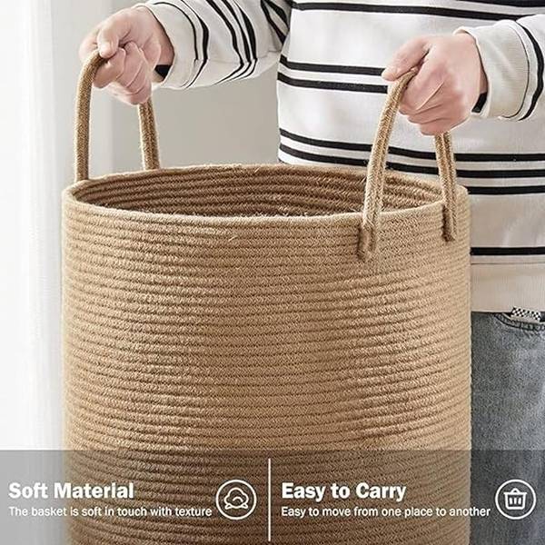 Buy Ddesh Jute Laundry Basket with Handle (58L, Beige) Online