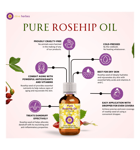 Buy Deve Herbes Rosehip Seed Oil (Rosa rubiginosa) Cold Pressed |  Therapeutic Grade | Online () At Best Price