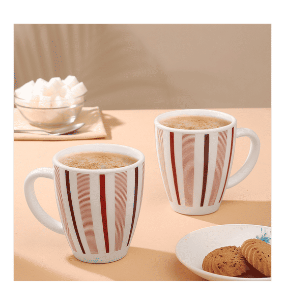 Buy Larah by Borosil Red Strip Opalware Tea Coffee Mug Set Microwave  Dishwasher Safe Cup Set for Daily Use Gifting (390ml, White, Pack of 2)  Online (1 Piece) At Best Price